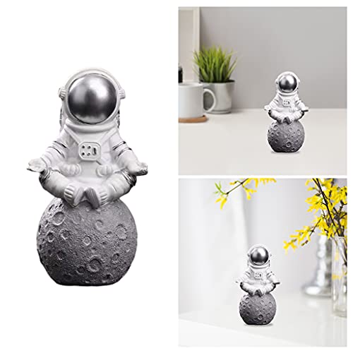 Kawn® Cute Spaceman Statue Astronaut Sculpture Gifts Hotel Nursery Decor Crafts Silver Meditate - Image 4
