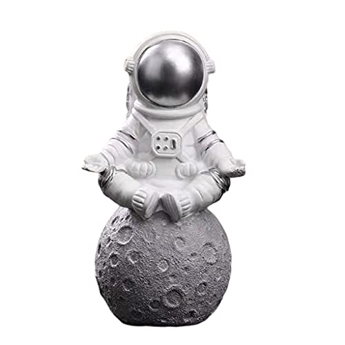 Kawn® Cute Spaceman Statue Astronaut Sculpture Gifts Hotel Nursery Decor Crafts Silver Meditate - Image 1