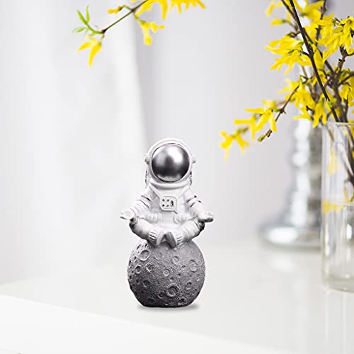 Kawn® Cute Spaceman Statue Astronaut Sculpture Gifts Hotel Nursery Decor Crafts Silver Meditate - Image 3
