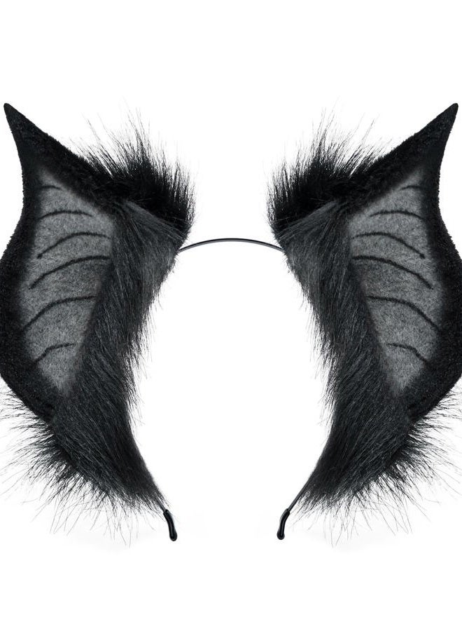 BNLIDES Handmade Bat Beast Ears Headband Cosplay Costume Accessories for Halloween, Anime Con, Stage Performance (Black Grey) - Image 1