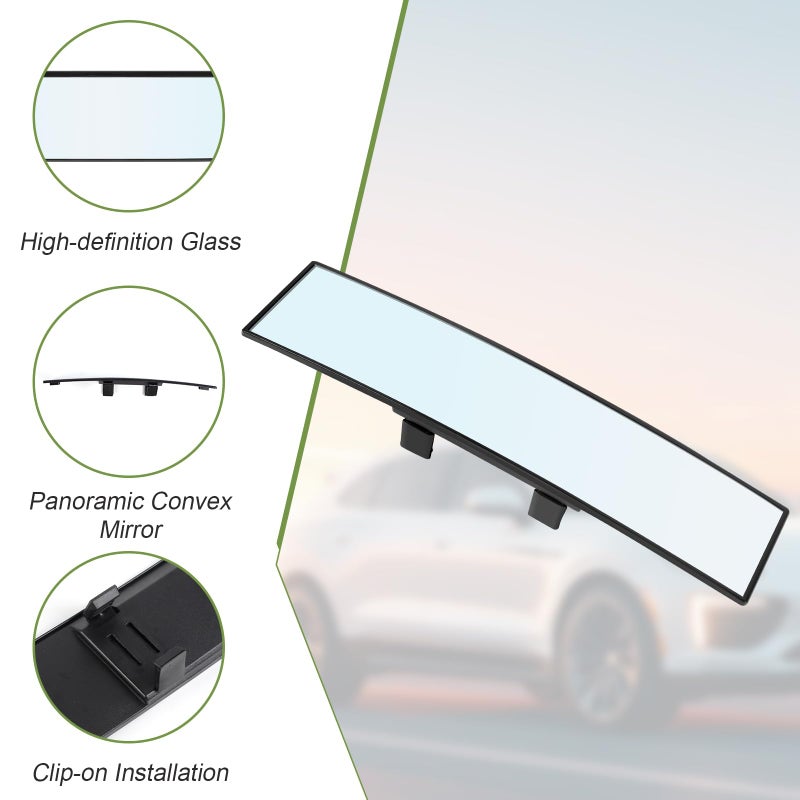 REGUICORP Rear View Mirror, 12 Inch Universal Wide Angle Rear View Mirror Accessories Panoramic Convex Clip-on for Cars, SUVs, Trucks, Vehicles - Image 5