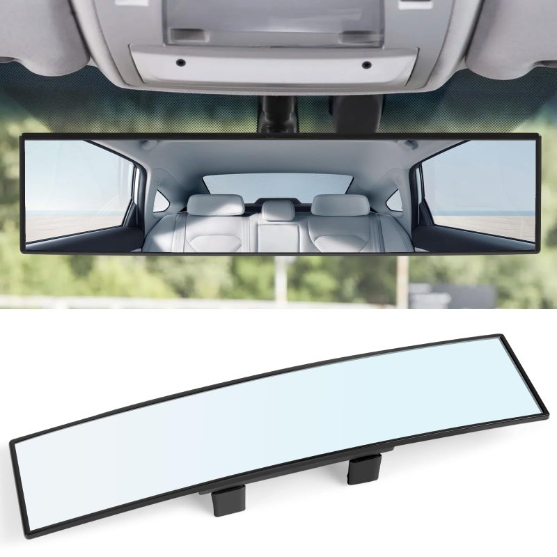 REGUICORP Rear View Mirror, 12 Inch Universal Wide Angle Rear View Mirror Accessories Panoramic Convex Clip-on for Cars, SUVs, Trucks, Vehicles - Image 1
