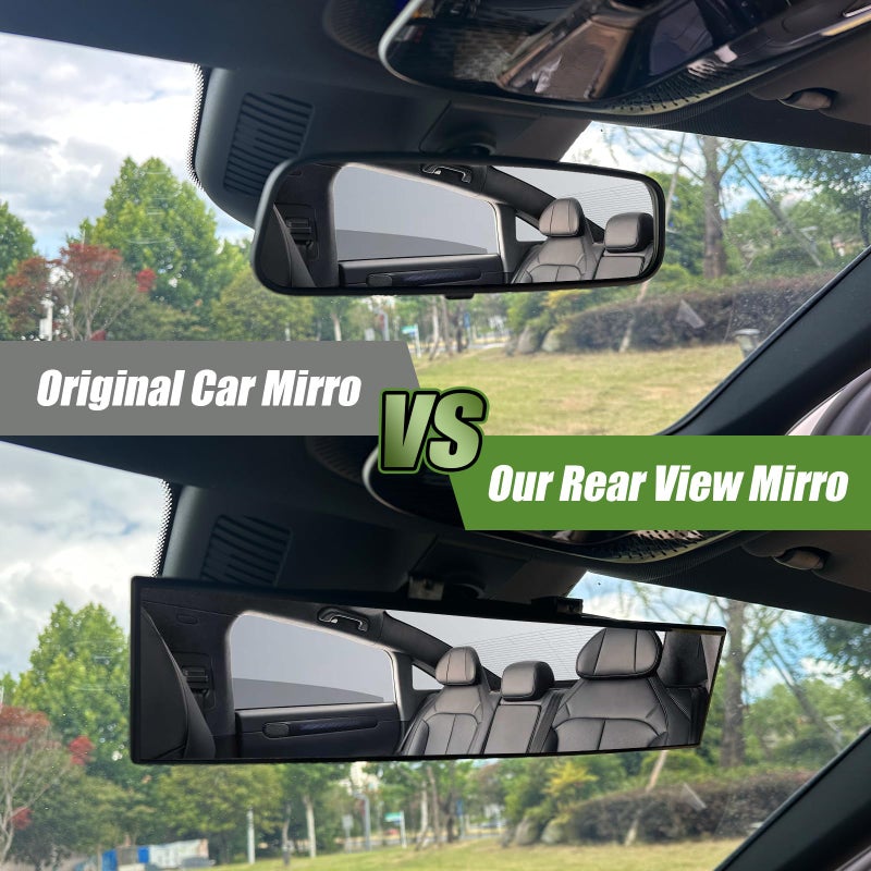 REGUICORP Rear View Mirror, 12 Inch Universal Wide Angle Rear View Mirror Accessories Panoramic Convex Clip-on for Cars, SUVs, Trucks, Vehicles - Image 3