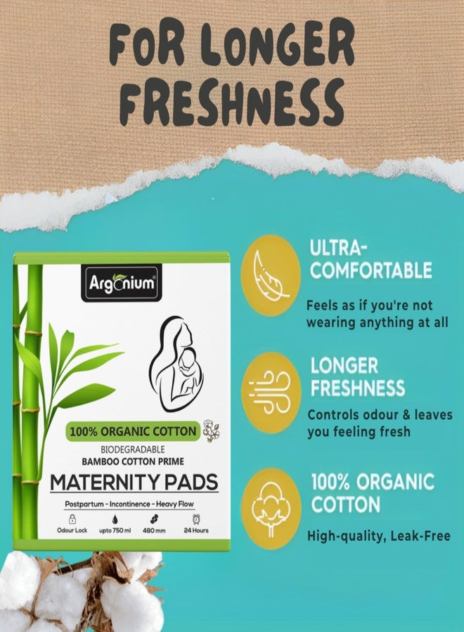Argonium Biodegradable Bamboo Maternity Pads | Box of 22 Pad | 480MM | XXXXL | Pure Bamboo | Heavy Flow, Postpartum Flow & Overnight Pads | Extra Absorbent up to 750 ML Fluid | Sanitary Pad/Napkin - Image 5