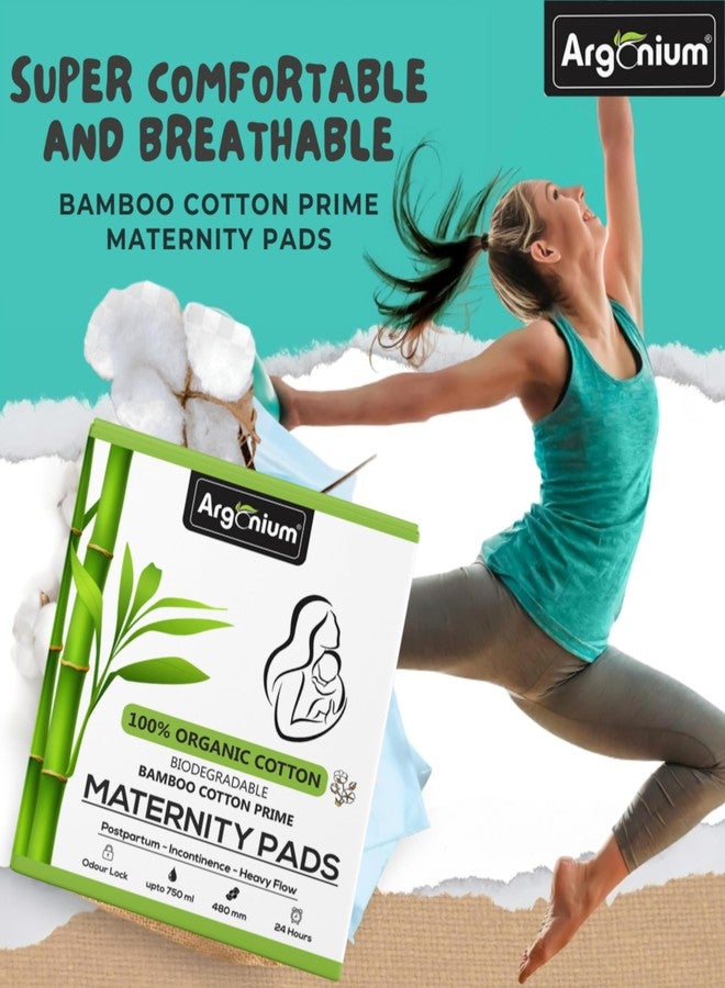 Argonium Biodegradable Bamboo Maternity Pads | Box of 22 Pad | 480MM | XXXXL | Pure Bamboo | Heavy Flow, Postpartum Flow & Overnight Pads | Extra Absorbent up to 750 ML Fluid | Sanitary Pad/Napkin - Image 4