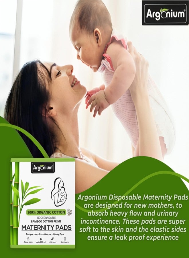 Argonium Biodegradable Bamboo Maternity Pads | Box of 22 Pad | 480MM | XXXXL | Pure Bamboo | Heavy Flow, Postpartum Flow & Overnight Pads | Extra Absorbent up to 750 ML Fluid | Sanitary Pad/Napkin - Image 3