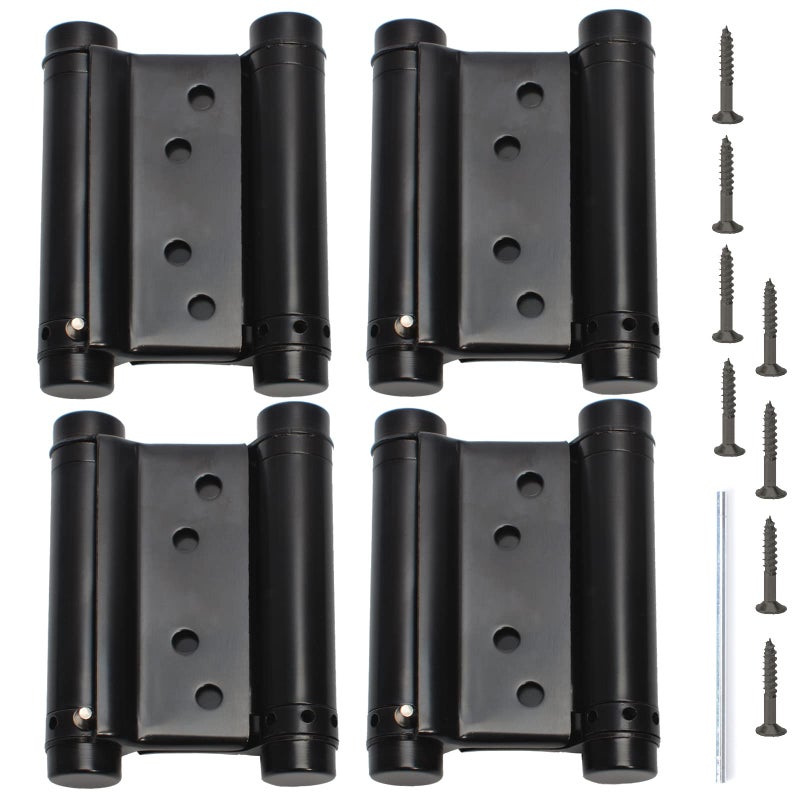 BENERAY 3"" Double Action Spring Hinges Self Closing Door Hinges For Saloon Cafe Pub Swinging Doors 201 Stainless Steel Including Pins And Screws 4-Pack - Image 1