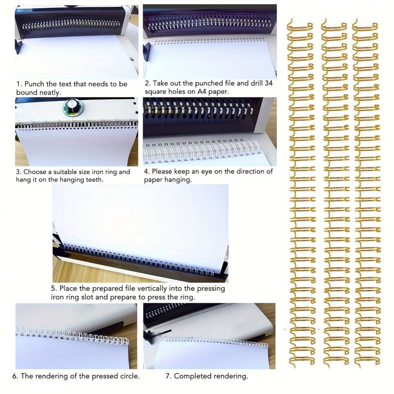 10 Packs Gold 34 Loops 14.3 Mm Diameter Twin Loop Binding Spines Holds 120 Sheets A4 Spiral Binding Coils - Image 2