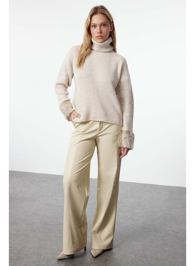 trendyol Soft Textured Sleeve Tip Fur Knitwear Sweater TWOAW25KZ00153 - Image 2
