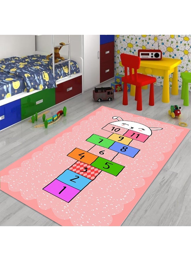 Y&D Hopscotch Rug 100*160cm Hop and Count Game Rug with Colorful Design Anti-Slip Kids Play Mat, Soft Floor Area Rug & Carpet Playroom Bedroom Living Room - Image 2