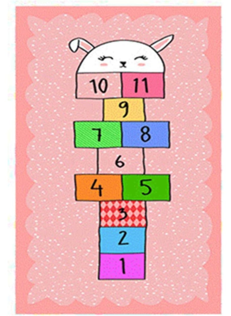 Y&D Hopscotch Rug 100*160cm Hop and Count Game Rug with Colorful Design Anti-Slip Kids Play Mat, Soft Floor Area Rug & Carpet Playroom Bedroom Living Room - Image 1