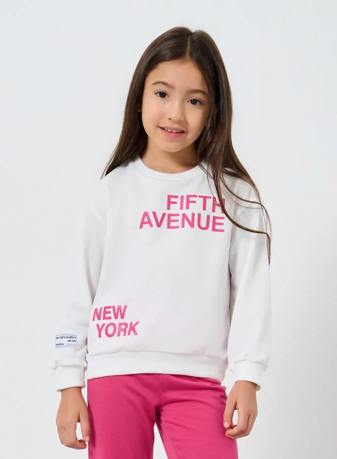 Styli Styli Girls Fifth Avenue Print Sweatshirt and Trousers Set