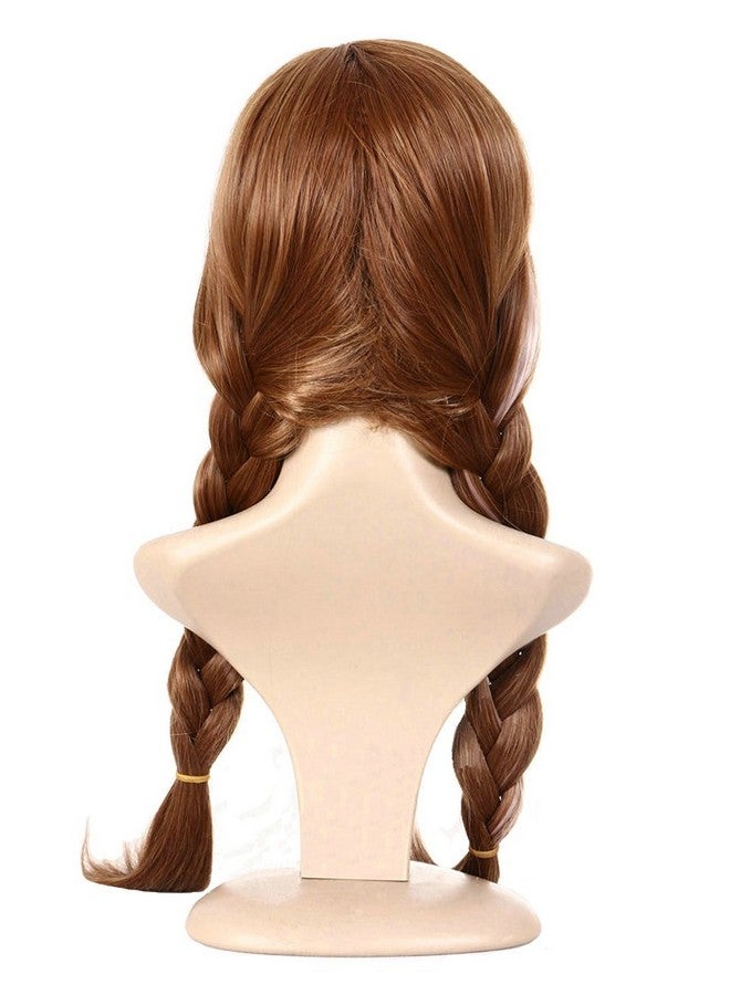 ANOGOL Hair Cap+ Pigtail Princess Wig for Women Braided Brown Cosplay Wig Brown Highlighted Braids Women Brown Hair Wig for Princess Costume Cosplay Party Princess Wig for Halloween Christmas - Image 4