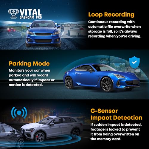 FREEZE2TRIM Vital Dashcam Pro 2025 Dash Cam Front and Rear Camera for Cars Dual Car Camera with Night Vision, G-Sensor 24/7 Parking Surveillance, Loop Recording, Wide Angle Easy Setup Vital Dash Cam Pro 2025 FHD - Image 3