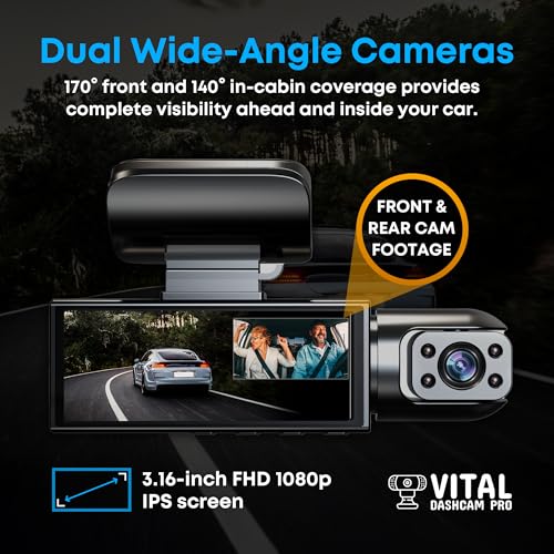 FREEZE2TRIM Vital Dashcam Pro 2025 Dash Cam Front and Rear Camera for Cars Dual Car Camera with Night Vision, G-Sensor 24/7 Parking Surveillance, Loop Recording, Wide Angle Easy Setup Vital Dash Cam Pro 2025 FHD - Image 2