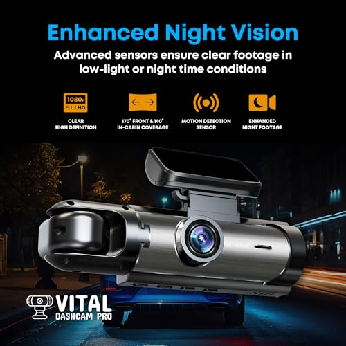 FREEZE2TRIM Vital Dashcam Pro 2025 Dash Cam Front and Rear Camera for Cars Dual Car Camera with Night Vision, G-Sensor 24/7 Parking Surveillance, Loop Recording, Wide Angle Easy Setup Vital Dash Cam Pro 2025 FHD - Image 4