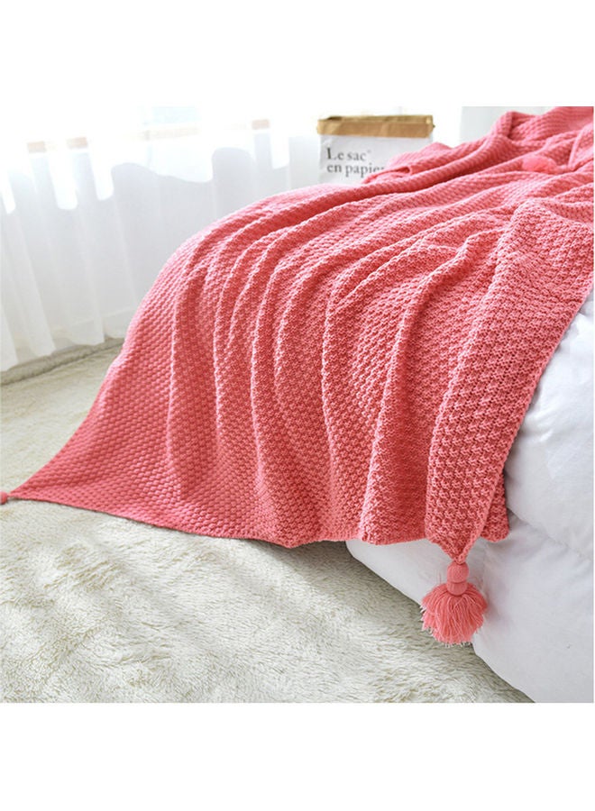 NIBEMINENT Tassel Design Warm Blanket Polyester Pink 130x170cm - Image 3