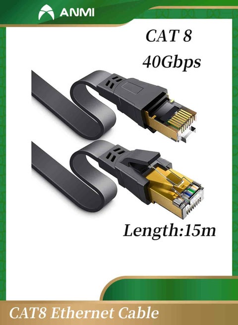 15m CAT8 High Speed Ethernet Cable Black