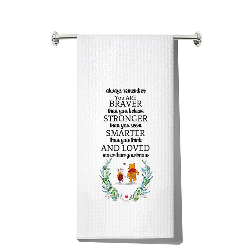 LEVLO Friendship Kitchen Towel Friend Gift You are Braver Stronger Smarter Than You Think Motivational Tea Towel wei ni toWEL