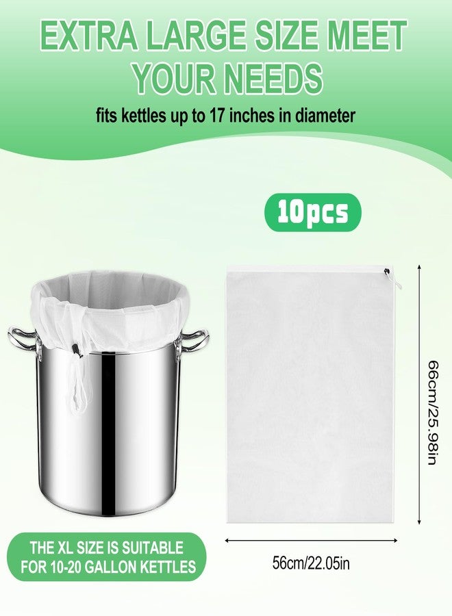 Xthrotsenk ١٠ أكياس تخمير قابلة لإعادة الاستخدام، مقاس ٢٦ × ٢٢ بوصة، أكياس تصفية شبكية دقيقة كبيرة جدًا، أكياس ترشيح قابلة لإعادة الاستخدام برباط للتخمير البارد، أكياس شبكية دقيقة لصنع عصير الفاكهة، والبيرة، والتفاح، والعنب، والنبيذ - Image 2