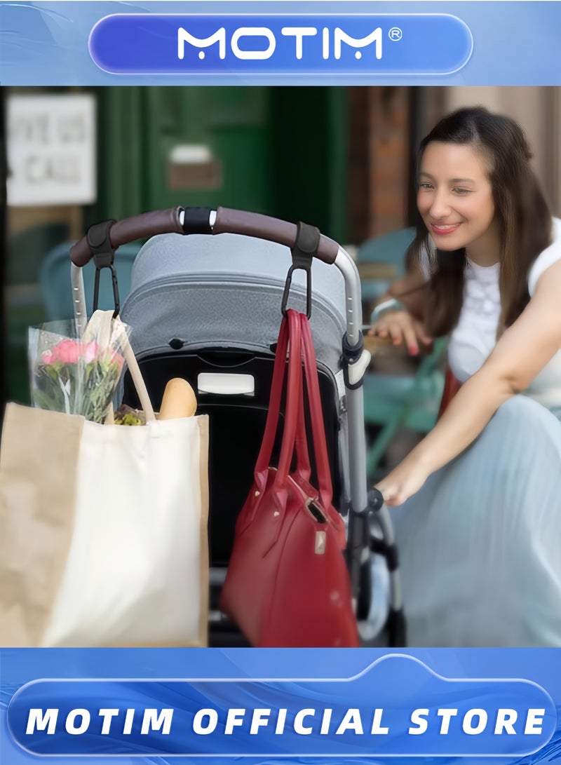 Motim 2PCS Leather Stroller Hook Mommy Stroller Clip Stroller Accessories Organizer Hook Metal Hook for Strollers & Walkers & Mobility Scooter & Wheelchair & Rollator - Image 5