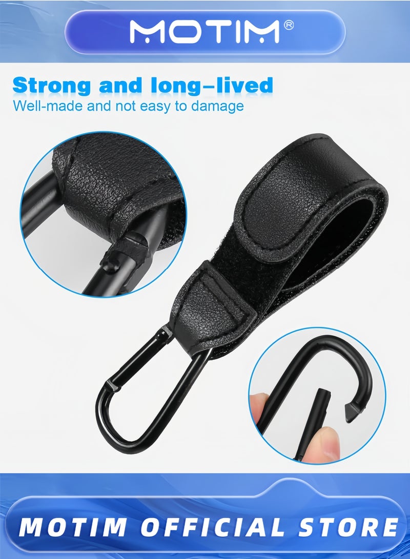 Motim 2PCS Leather Stroller Hook Mommy Stroller Clip Stroller Accessories Organizer Hook Metal Hook for Strollers & Walkers & Mobility Scooter & Wheelchair & Rollator - Image 3