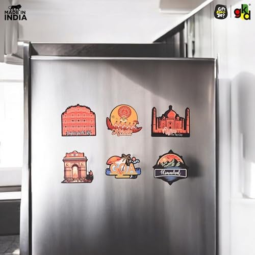 Gift Kya De GKD India Tourism Wooden Fridge Magnet | Travel Souvenir | Decorative Refrigerator Magnet for Home, Kitchen, Office & Café | Fridge Decor & Gift for Travel Lovers Pack of 6 - Image 2