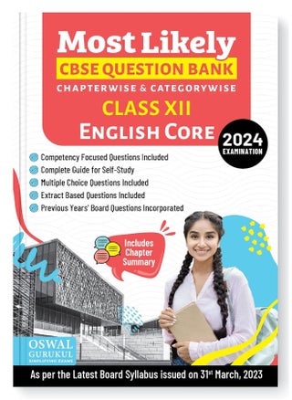 Oswal - Gurukul English Core Most Likely CBSE Question Bank for Class 12 Exam 2024 - Chapterwise & Categorywise, Competency Focused Qs, Study Guide, MCQs, Extract Based Qs, Previous Years' Board Qs - pzsku/Z26929570EEDD2600A4A3Z/45/_/1730194992/a061ba13-aebb-4ef7-a8ca-2110e47d1437