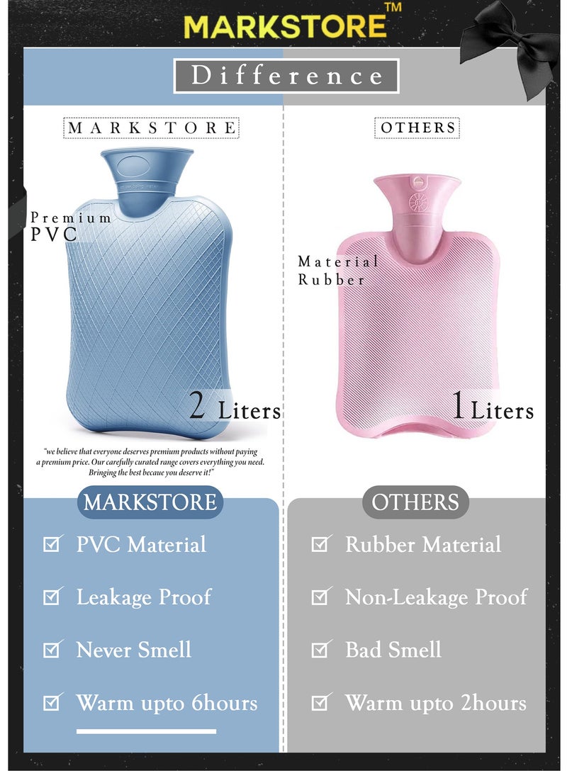 MARK STORE Hot Water Bag, Bottle with Soft Hand Pocket Cover, 2 Liter, For Pain Relief, Neck & Shoulders, Feet Warmer, Menstrual Cramps, Hot & Cold  - Image 2