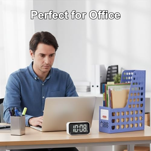 SOLDTRUE Office Desktop Organizer Book Document Storage Rack File Holder Folding Paper File Rack (Plastic Rack, Blue) - Image 3