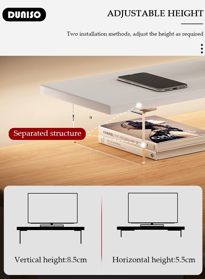 DUNISO Desktop Monitor Stand Riser, Ergonomic Height  Desktop Riser Organizer, Wood & Acrylic Laptop Stand Riser, Desktop Computer Desk Organizer, PC/ Laptop/ TV/ Printer Monitor Stand for Home Office Use - Image 5