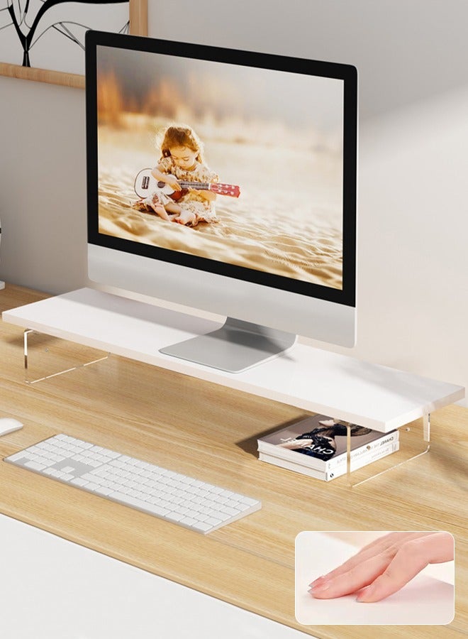 DUNISO Desktop Monitor Stand Riser, Ergonomic Height  Desktop Riser Organizer, Wood & Acrylic Laptop Stand Riser, Desktop Computer Desk Organizer, PC/ Laptop/ TV/ Printer Monitor Stand for Home Office Use - Image 1