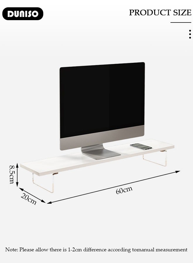 DUNISO Desktop Monitor Stand Riser, Ergonomic Height  Desktop Riser Organizer, Wood & Acrylic Laptop Stand Riser, Desktop Computer Desk Organizer, PC/ Laptop/ TV/ Printer Monitor Stand for Home Office Use - Image 4