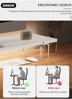 DUNISO Desktop Monitor Stand Riser, Ergonomic Height  Desktop Riser Organizer, Wood & Acrylic Laptop Stand Riser, Desktop Computer Desk Organizer, PC/ Laptop/ TV/ Printer Monitor Stand for Home Office Use  - Image 3