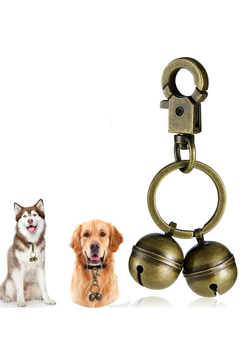 2 Pack Brass Pet Collar Bells for Dogs and Cats Vintage Charm with Clasp Swivel Ideal for Pet Tracking - Image 1