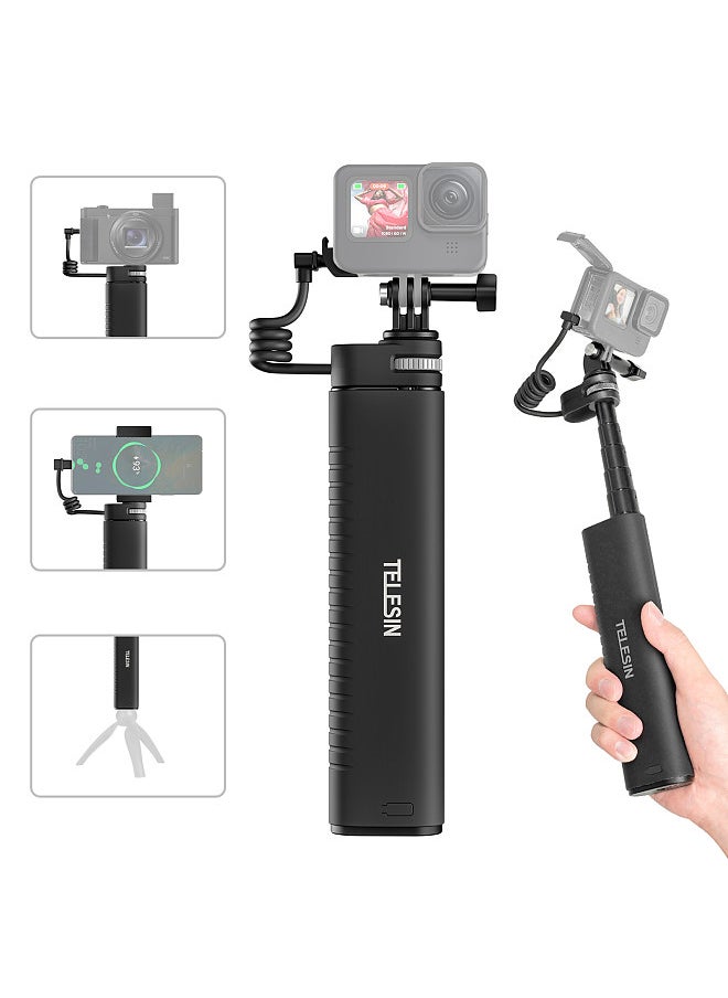 TELESIN - TELESIN  TE-CSS-001 Rechargeable Selfie Stick QC/PD3.0 fast charging Power Selfie Stick 90CM Telescoping Selfie Pole with 1/4 Inch Screw - Image 1