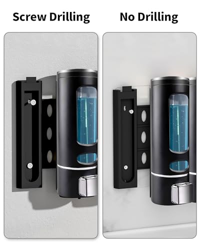 WUKUR Shampoo and Conditioner Dispenser - 1200ML Wall-Mounted Shower Shampoo Dispenser 3 Chamber No Drill Body Wash Soap Dispenser for Shower, Bathroom, Hotel - Image 5