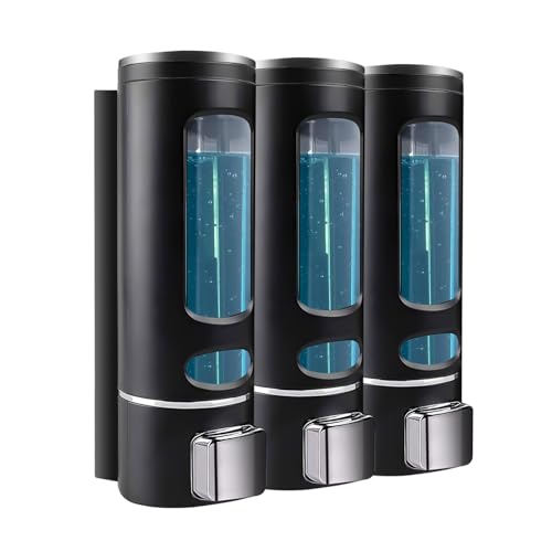 WUKUR Shampoo and Conditioner Dispenser - 1200ML Wall-Mounted Shower Shampoo Dispenser 3 Chamber No Drill Body Wash Soap Dispenser for Shower, Bathroom, Hotel - Image 1