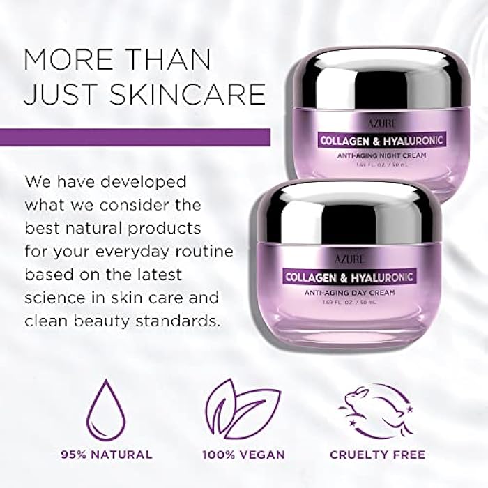 Azure Cosmetics Collagen & Hyaluronic Acid Face Moisturizer - Dermatologist Tested, Anti-Aging Cream for Fine Lines & Wrinkles - Ultra Hydrating Face Cream - Korean Skin Care - Day & Night Duo Set - Image 4