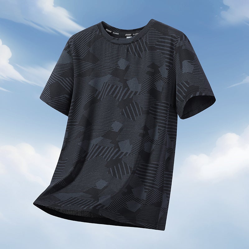 Ice Silk Short-Sleeved T-Shirt For Men And Women In Summer, Thin, Breathable, Quick-Drying, Large Size, Plus Fat, Loose Half-Sleeved T-Shirt, Sporty And Cool - Image 1