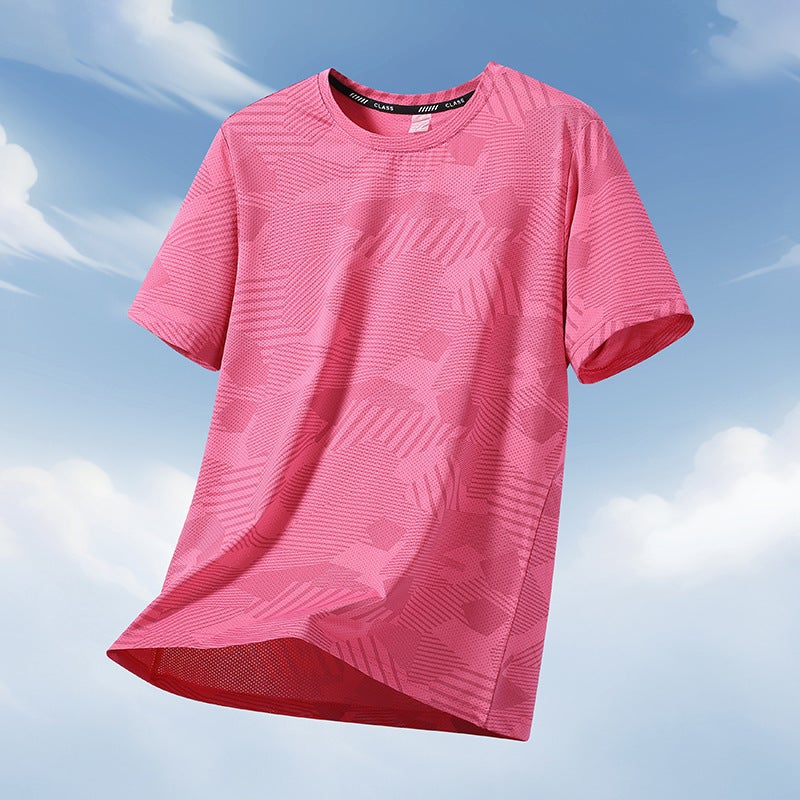 Ice Silk Short-Sleeved T-Shirt For Men And Women In Summer, Thin, Breathable, Quick-Drying, Large Size, Plus Fat, Loose Half-Sleeved T-Shirt, Sporty And Cool - Image 2