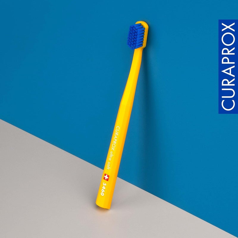 CURAPROX CS 5460 Ultra-Soft Toothbrush – Adult Tooth and Gum Care | Super Soft Curen® Bristles for Gentle Cleaning | Yellow-Blue, Single Pack | Made in Switzerland - Image 5