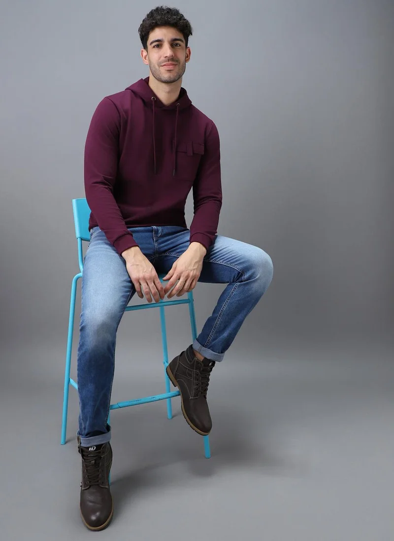 Urbano Fashion  Urbano Fashion Men's Purple Cotton Solid Hooded Neck Sweatshirt for Men | Best Price UAE