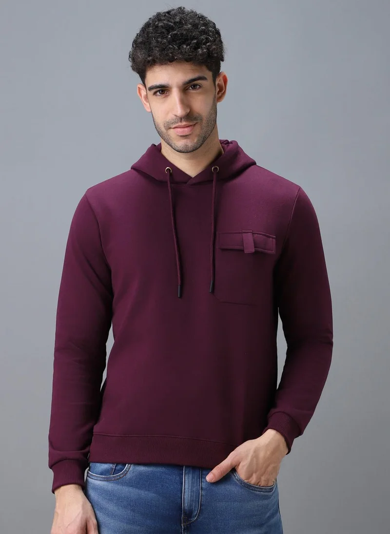 Urbano Fashion  Urbano Fashion Men's Purple Cotton Solid Hooded Neck Sweatshirt for Men | Best Price UAE