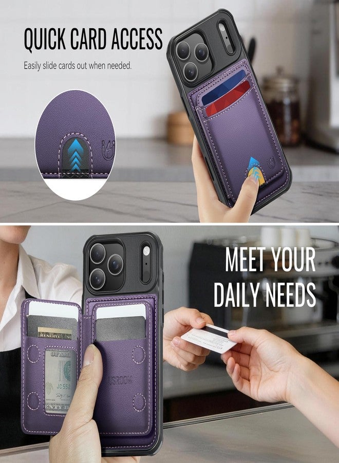 Usroom for iPhone 17 Pro Max Case Wallet Compatible with Magsafe, RFID Blocking Magnetic Card Holder 2 in 1 Detachable Kickstand Shockproof Phone Case for iPhone 17 Pro Max 6.9" Purple - Image 4