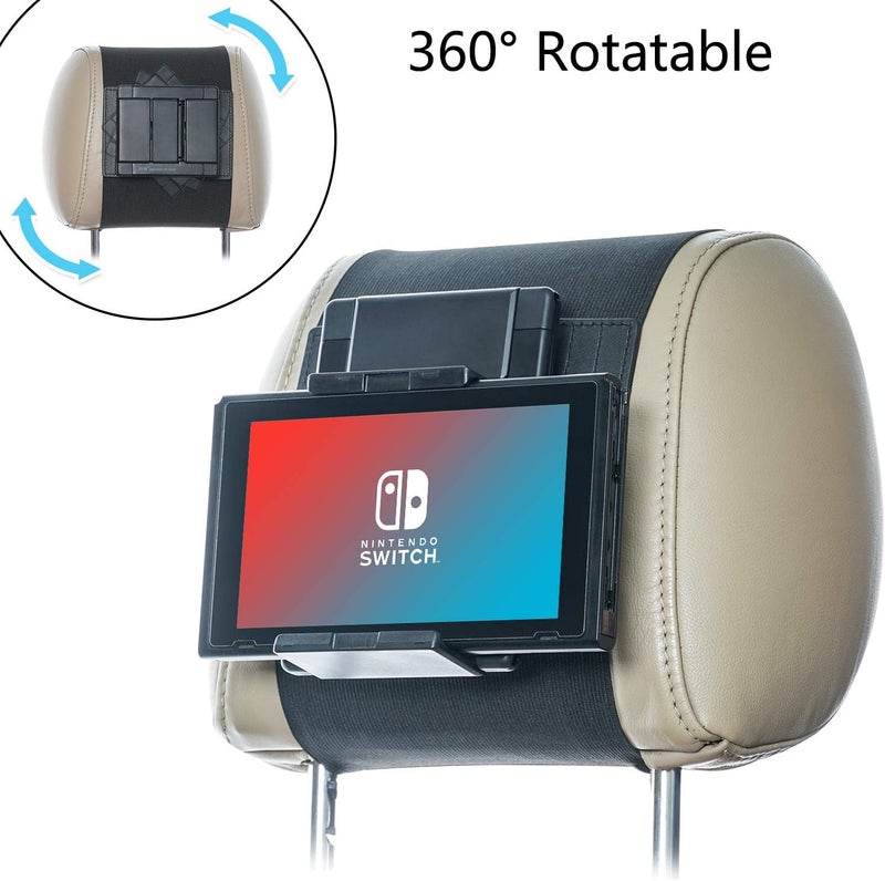 TFY Ninitendo Switch Car Mount Swivel Car Headrest Mount Holder for Game Machine Nintendo Switch and Other 5 to 105 Inch Phones and Tablets - Image 2