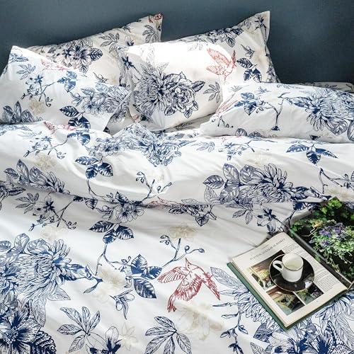 RUSTIQUE LINENS Premium 100% Cotton King Size Bedsheet Set(1 Flat Sheet & 2 Pillow Cases)| 200 TC | Vibrant Prints | Soft, Breathable & Durable Fabric |Blue Jay - Image 3