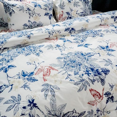 RUSTIQUE LINENS Premium 100% Cotton King Size Bedsheet Set(1 Flat Sheet & 2 Pillow Cases)| 200 TC | Vibrant Prints | Soft, Breathable & Durable Fabric |Blue Jay - Image 2