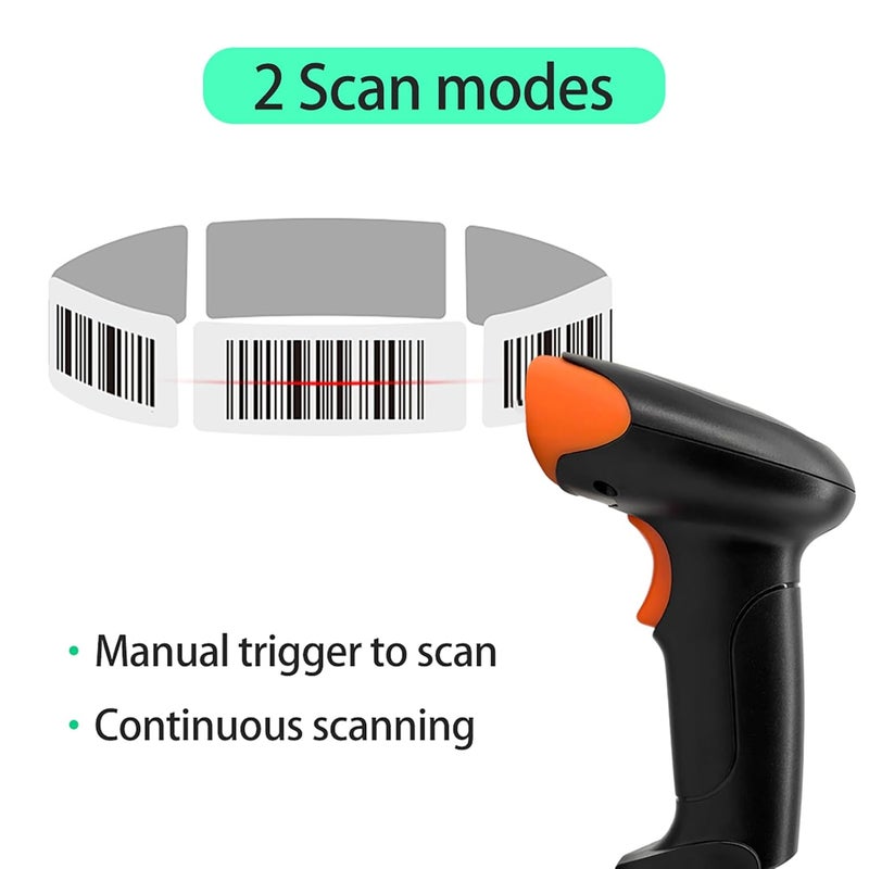 Walfront USB Wired Barcode Scanner 1D 2D QR Code Reader CMOS Sensor Manual Continuous Scanning Support Paper and Screen PDF417 for MacOS PC Black - Image 5