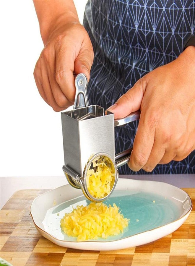 SEIWEI 1Pcs Cheese Grater Restaurant Cheese Grater - Handheld Rotary Cheese Grater - Cheese, Vegetable, Nut Grater - Steel Kitchen Shredder for Right- and Left-Handed Cooks - Image 5
